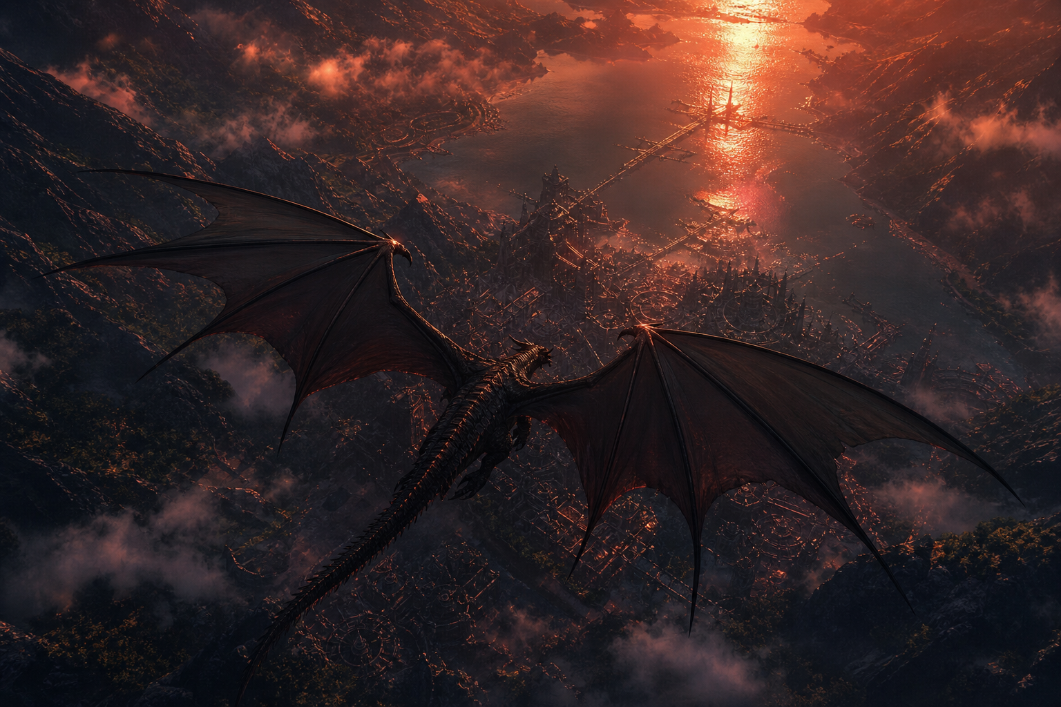 Anime Dragon Flying Over Valley Anime Wallpaper  15 4K