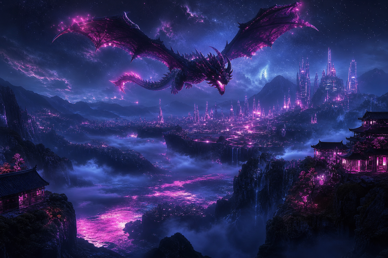 Anime Dragon Flying Over Valley Anime Wallpaper  15 4K
