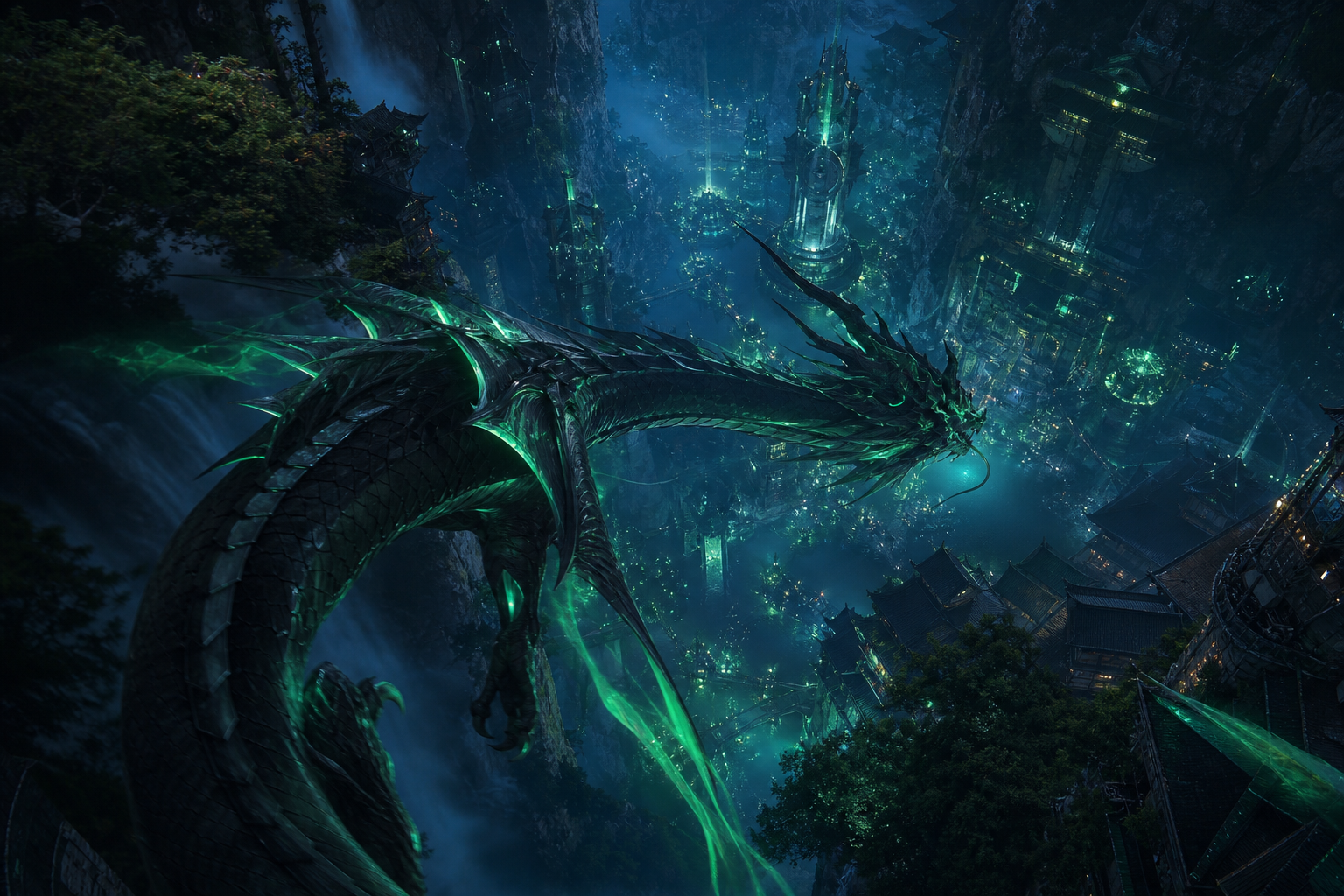 Anime Dragon Flying Over Valley Anime Wallpaper  15 4K