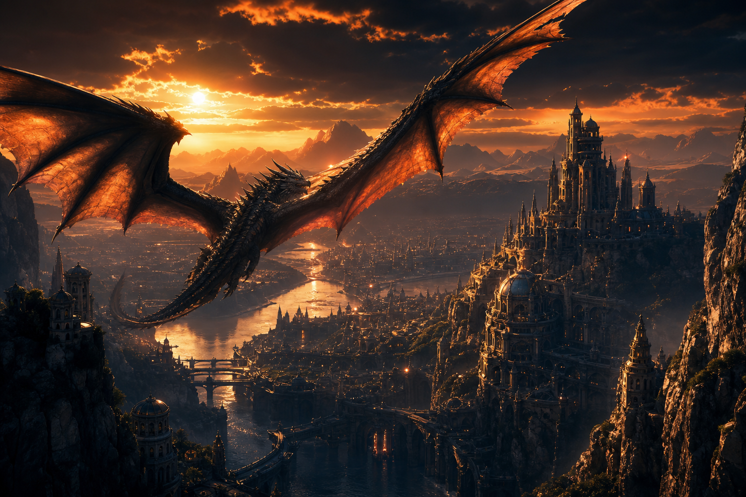 Anime Dragon Flying Over Valley Anime Wallpaper  23 4K
