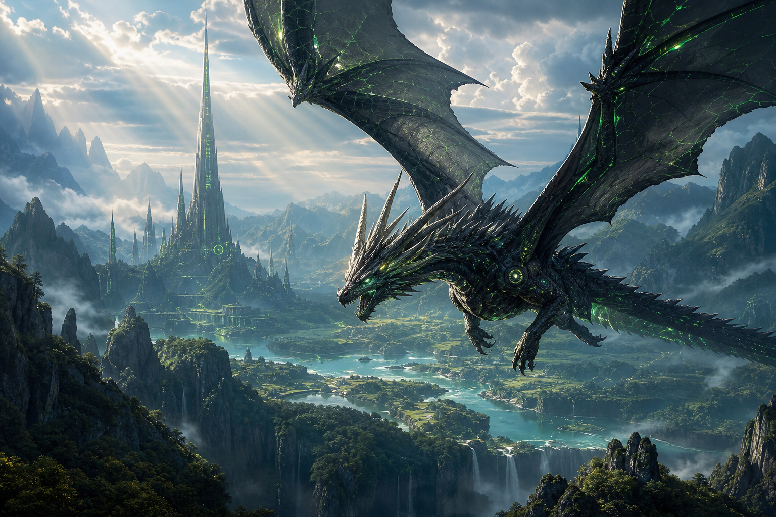 Anime Dragon Flying Over Valley Anime Wallpaper  23 4K