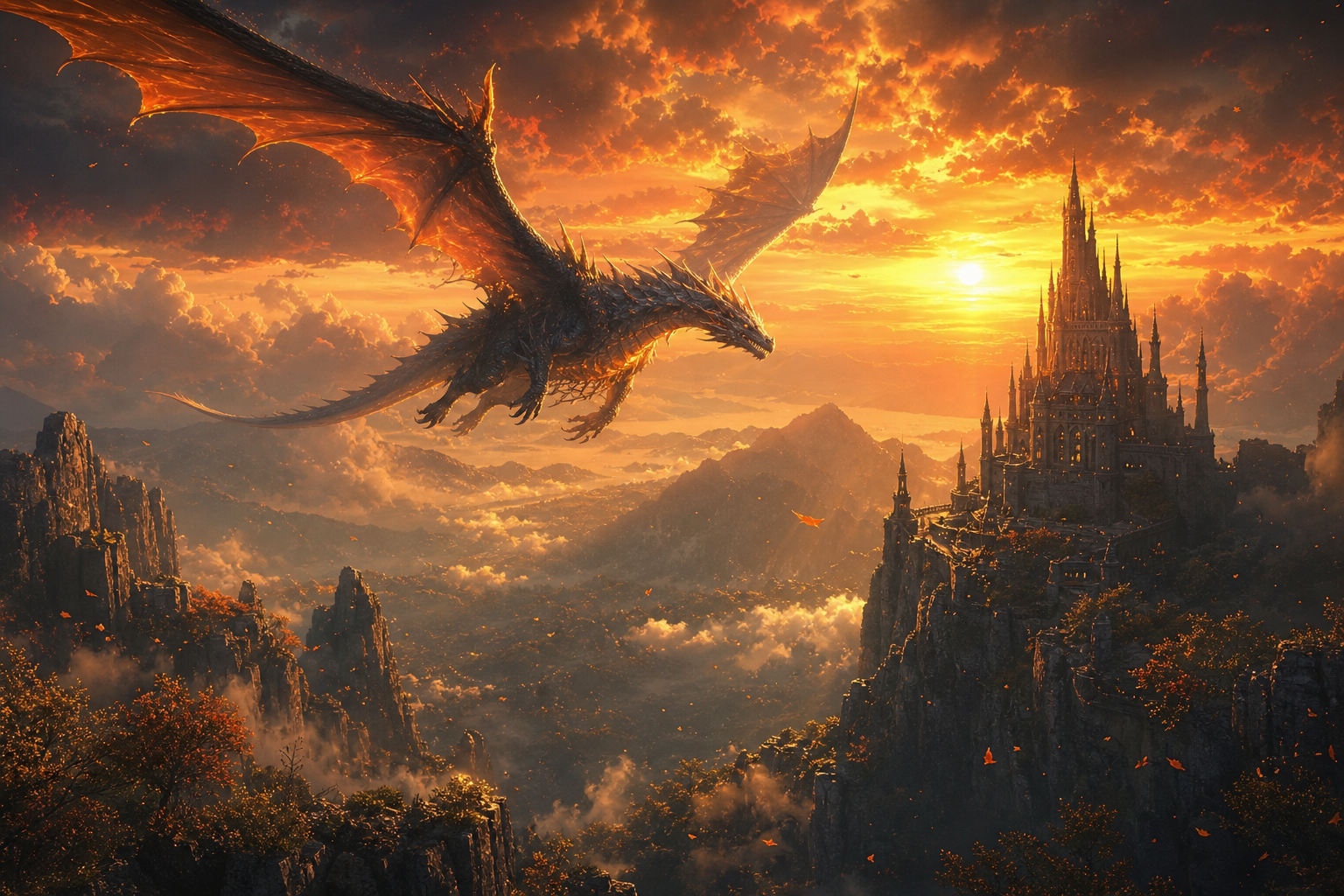 Anime Dragon Flying Over Valley Anime Wallpaper  23 4K