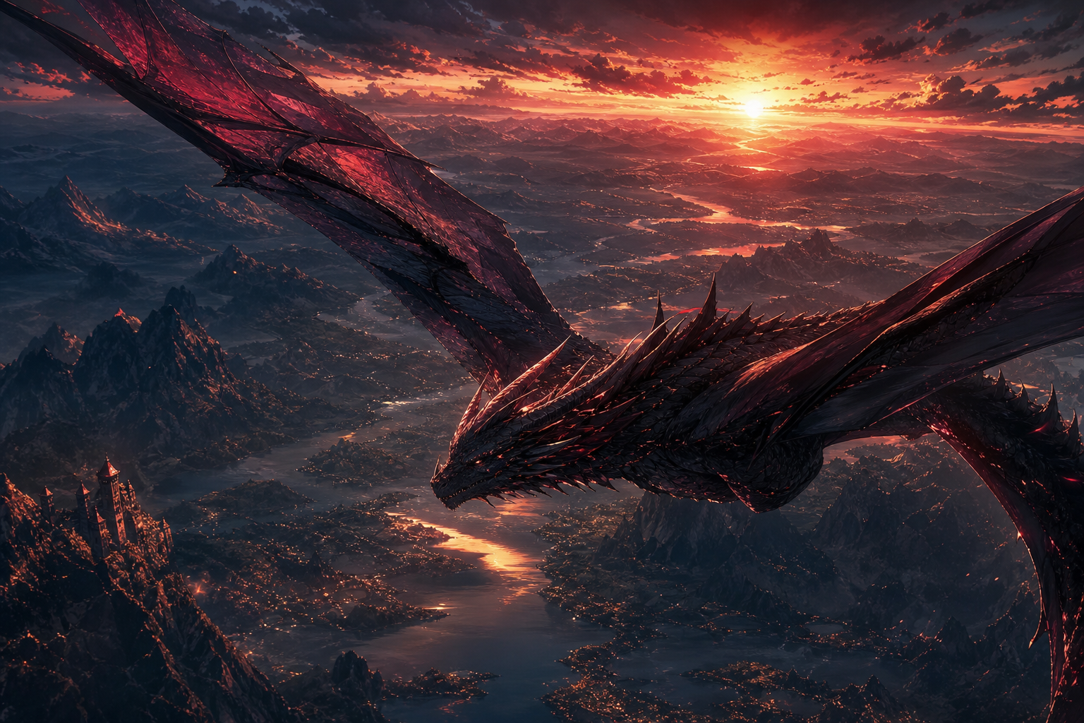 Anime Dragon Flying Over Valley Anime Wallpaper  23 4K