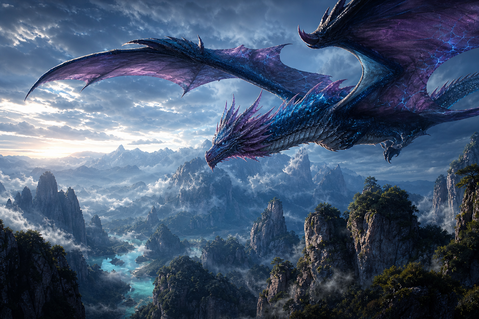 Anime Dragon Flying Over Valley Anime Wallpaper  23 4K