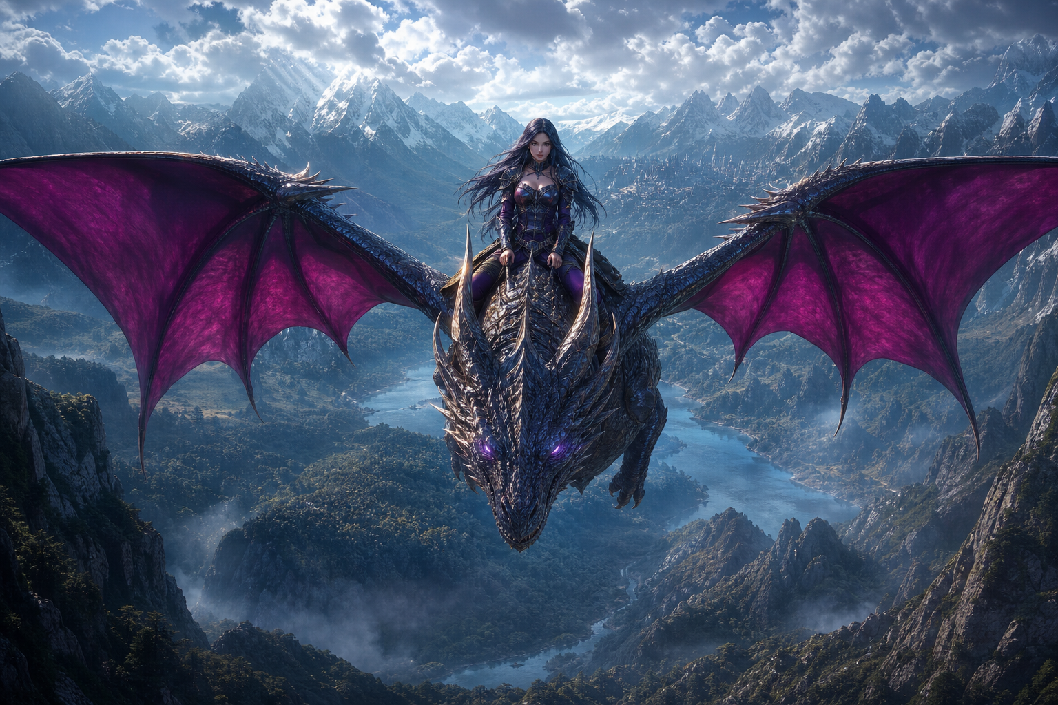Anime Dragon Flying Over Valley Anime Wallpaper  7 4K
