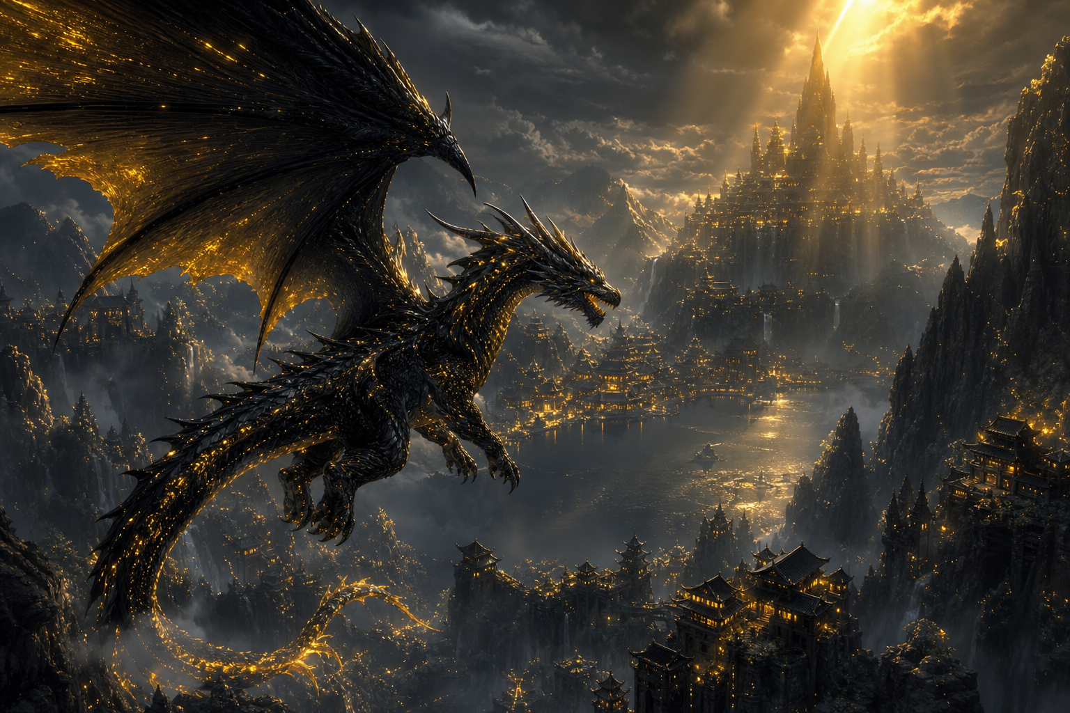 Anime Dragon Flying Over Valley Anime Wallpaper  7 4K