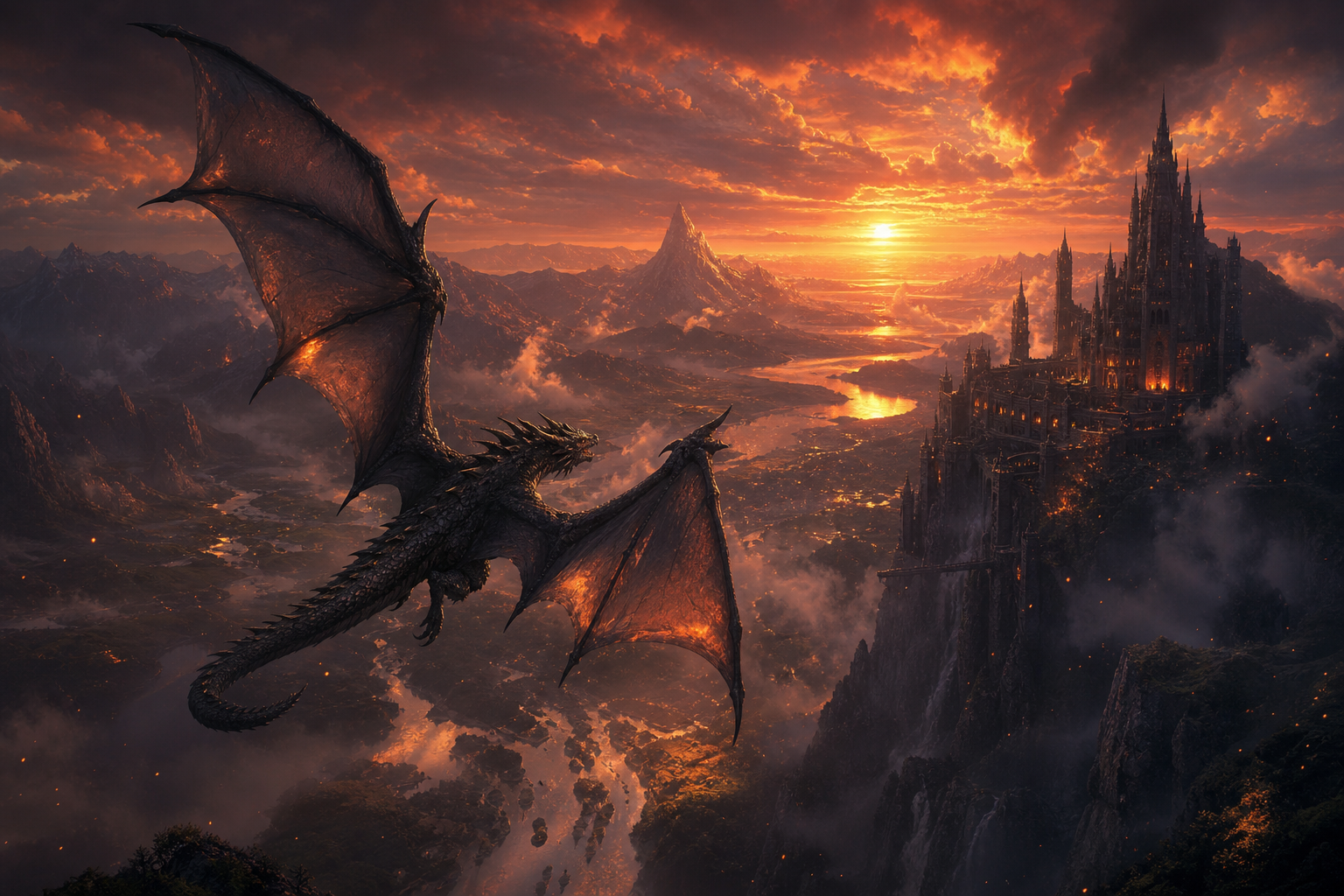 Anime Dragon Flying Over Valley Anime Wallpaper  7 4K