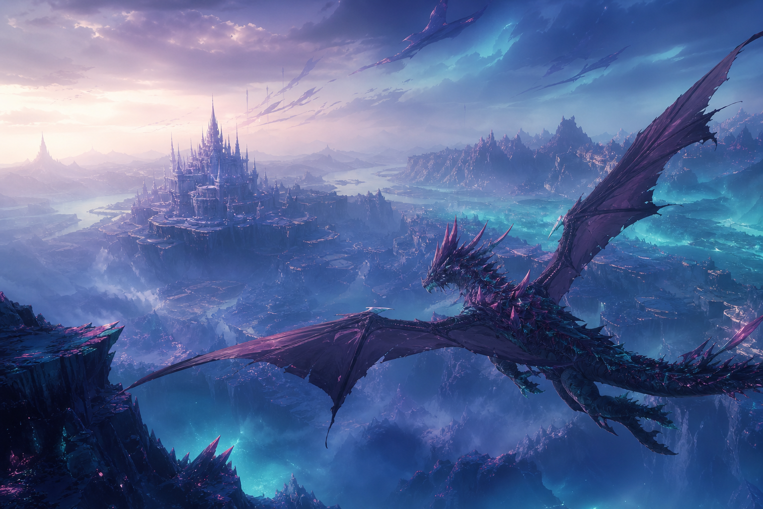 Anime Dragon Flying Over Valley Anime Wallpaper  7 4K