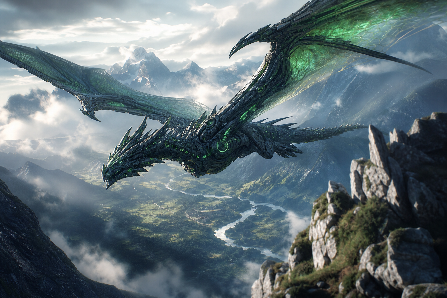 Anime Dragon Flying Over Valley Anime Wallpaper  7 4K