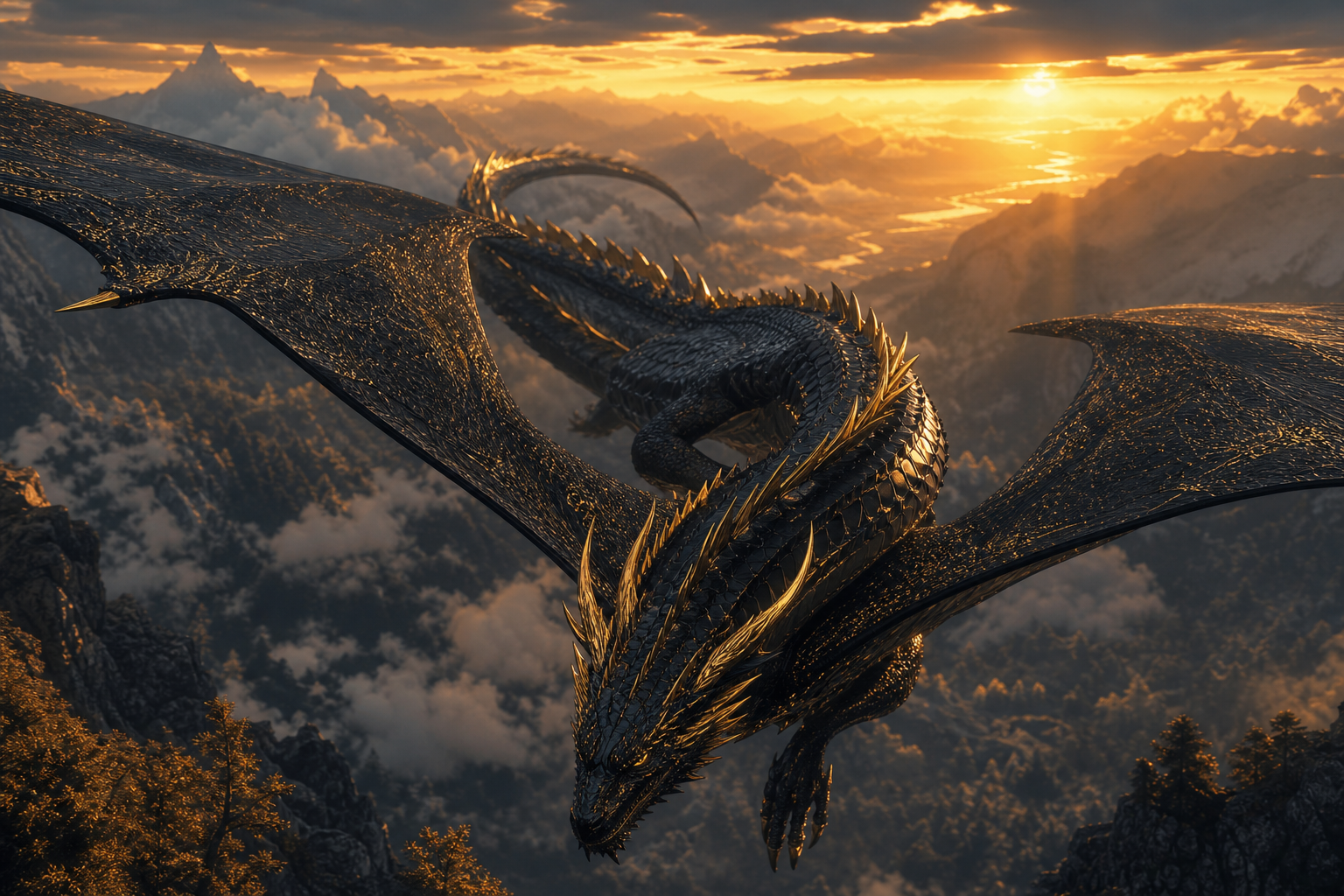 Anime Dragon Flying Over Valley Anime Wallpaper  7 4K