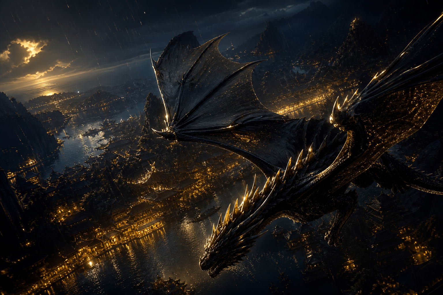 Anime Dragon Flying Over Valley Anime Wallpaper  7 4K