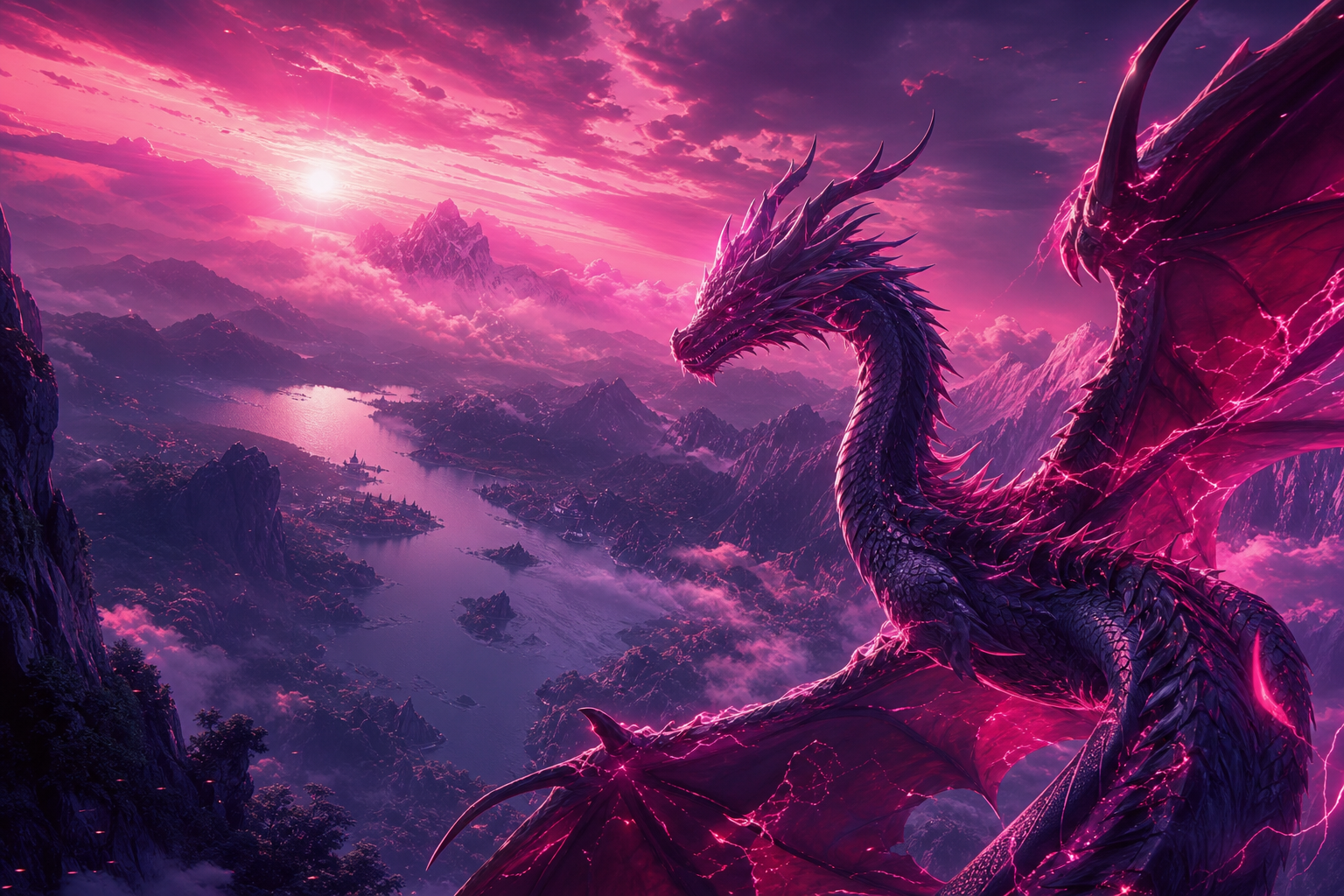 Anime Dragon Flying Over Valley Anime Wallpaper  7 4K