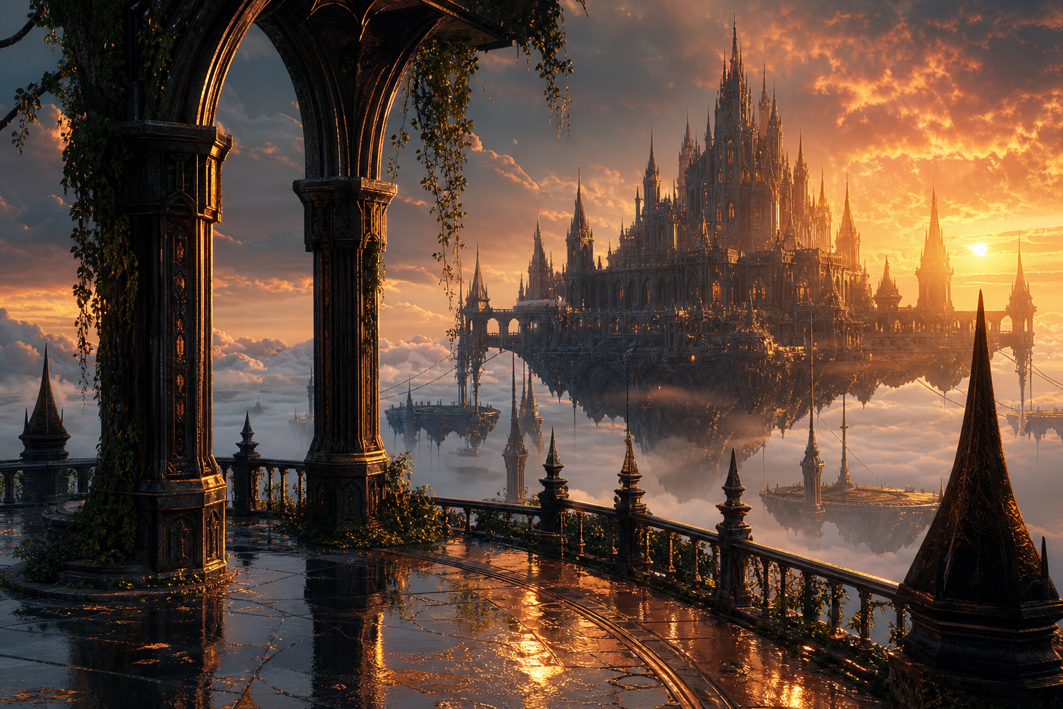 Anime Fantasy Castle Floating In Clouds Anime Wallpaper  12 4K