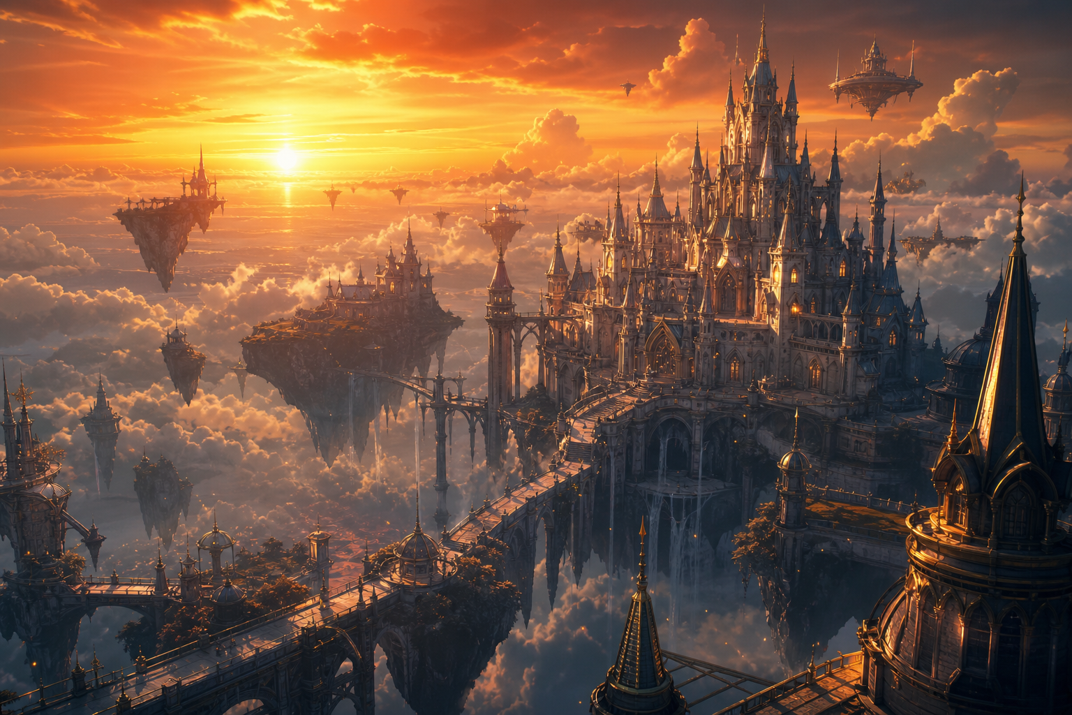 Anime Fantasy Castle Floating In Clouds Anime Wallpaper  12 4K
