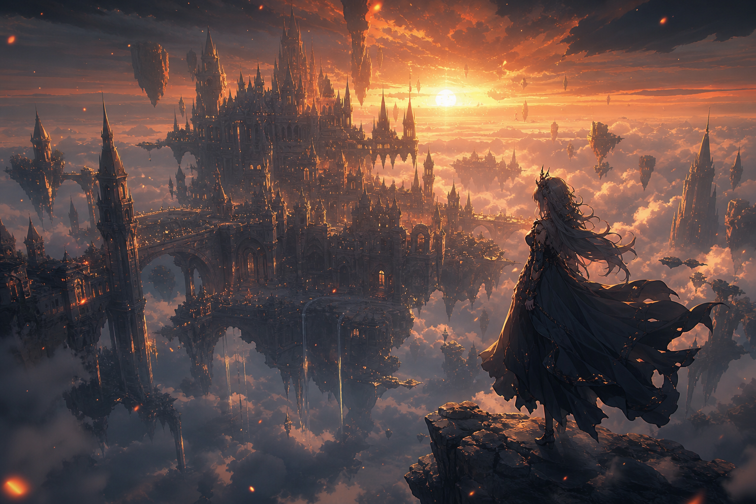 Anime Fantasy Castle Floating In Clouds Anime Wallpaper  12 4K