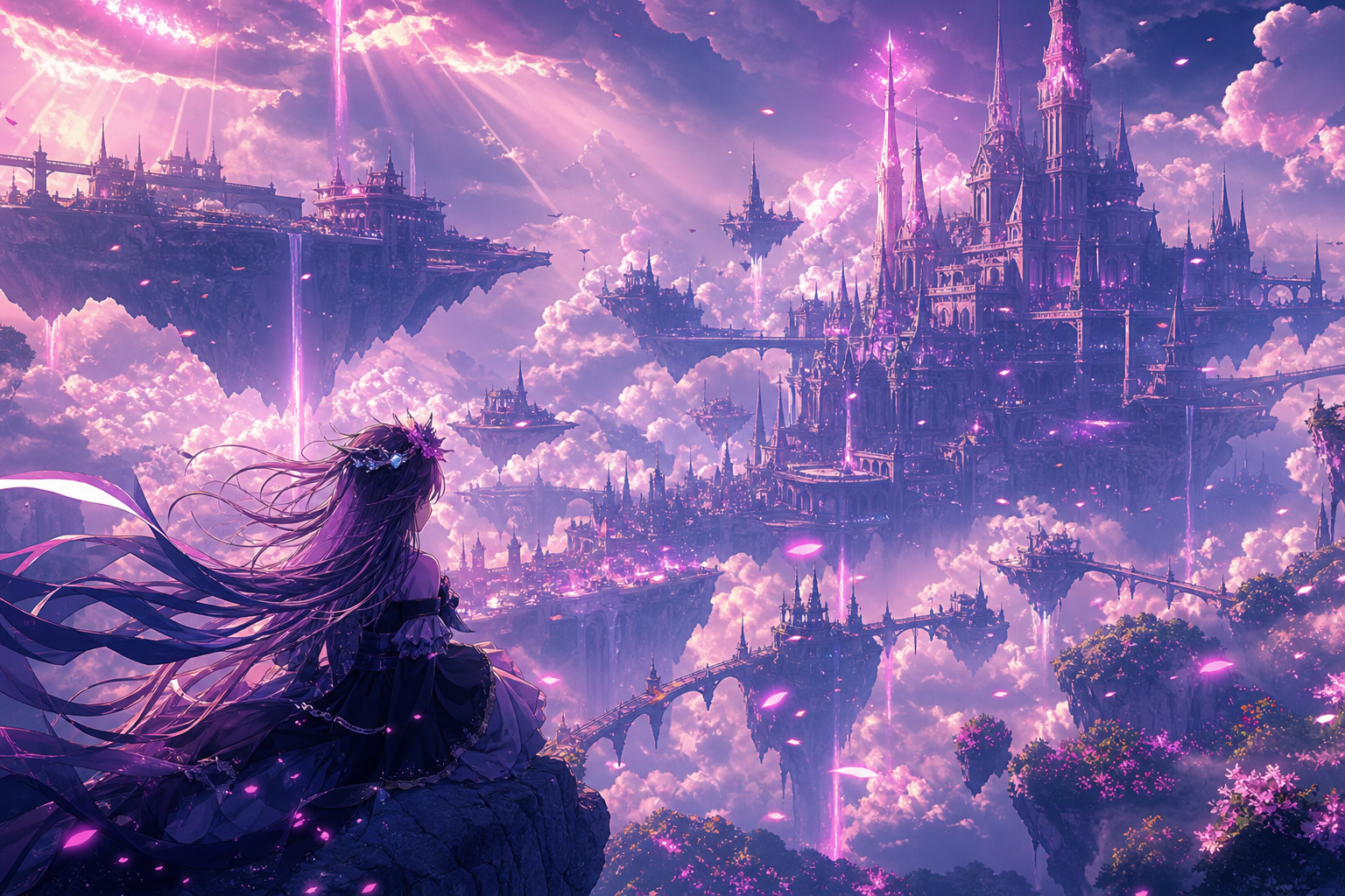 Anime Fantasy Castle Floating In Clouds Anime Wallpaper  20 4K