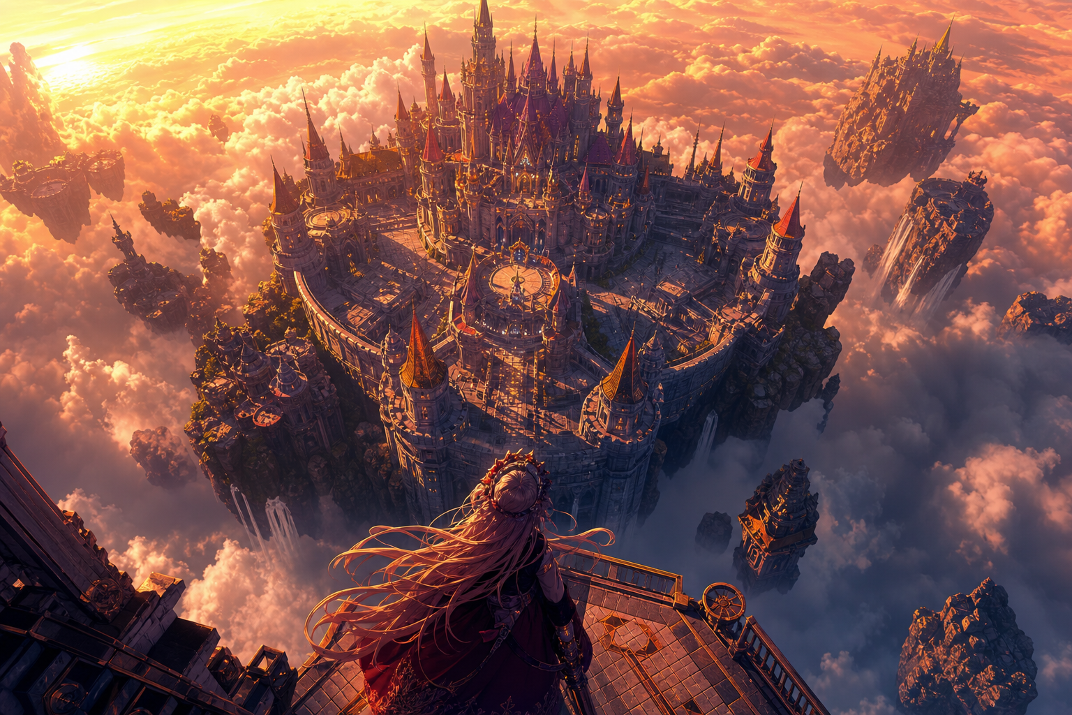 Anime Fantasy Castle Floating In Clouds Anime Wallpaper  4 4K