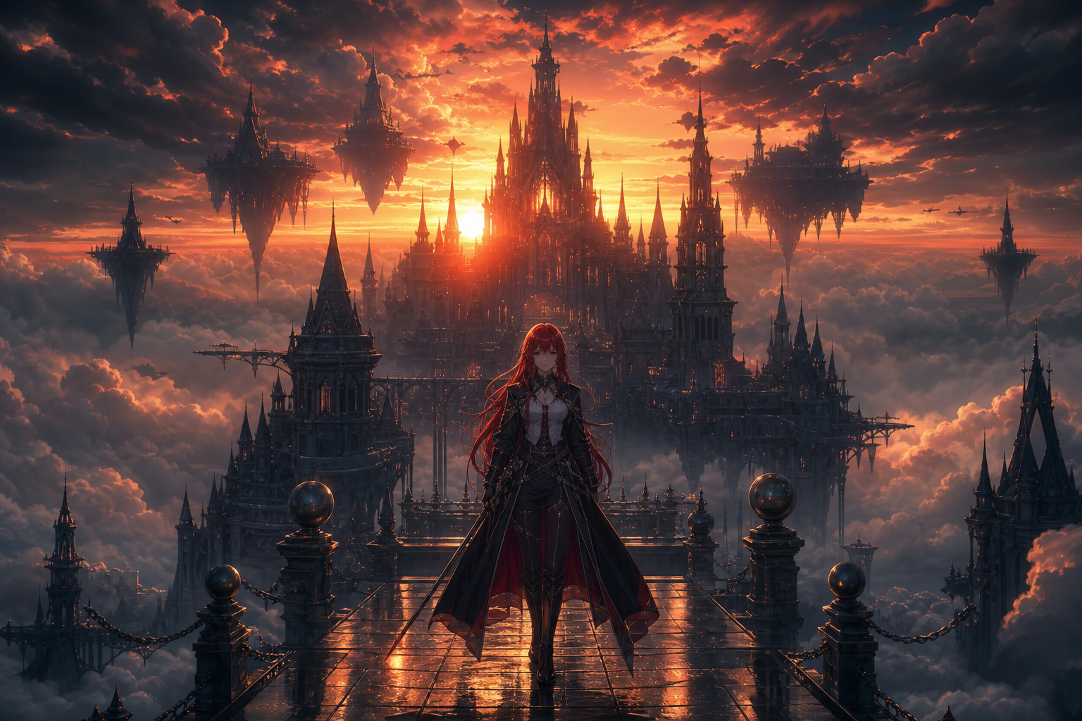 Anime Fantasy Castle Floating In Clouds Anime Wallpaper  4 4K