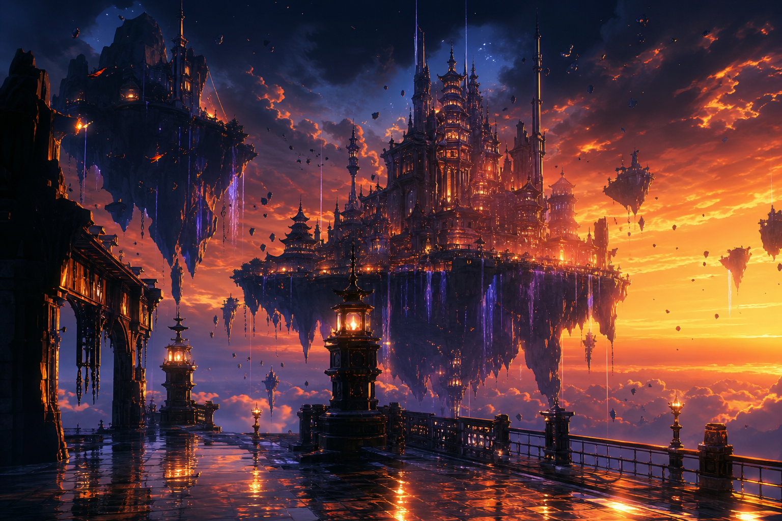 Anime Fantasy Castle Floating In Clouds Anime Wallpaper  4 4K