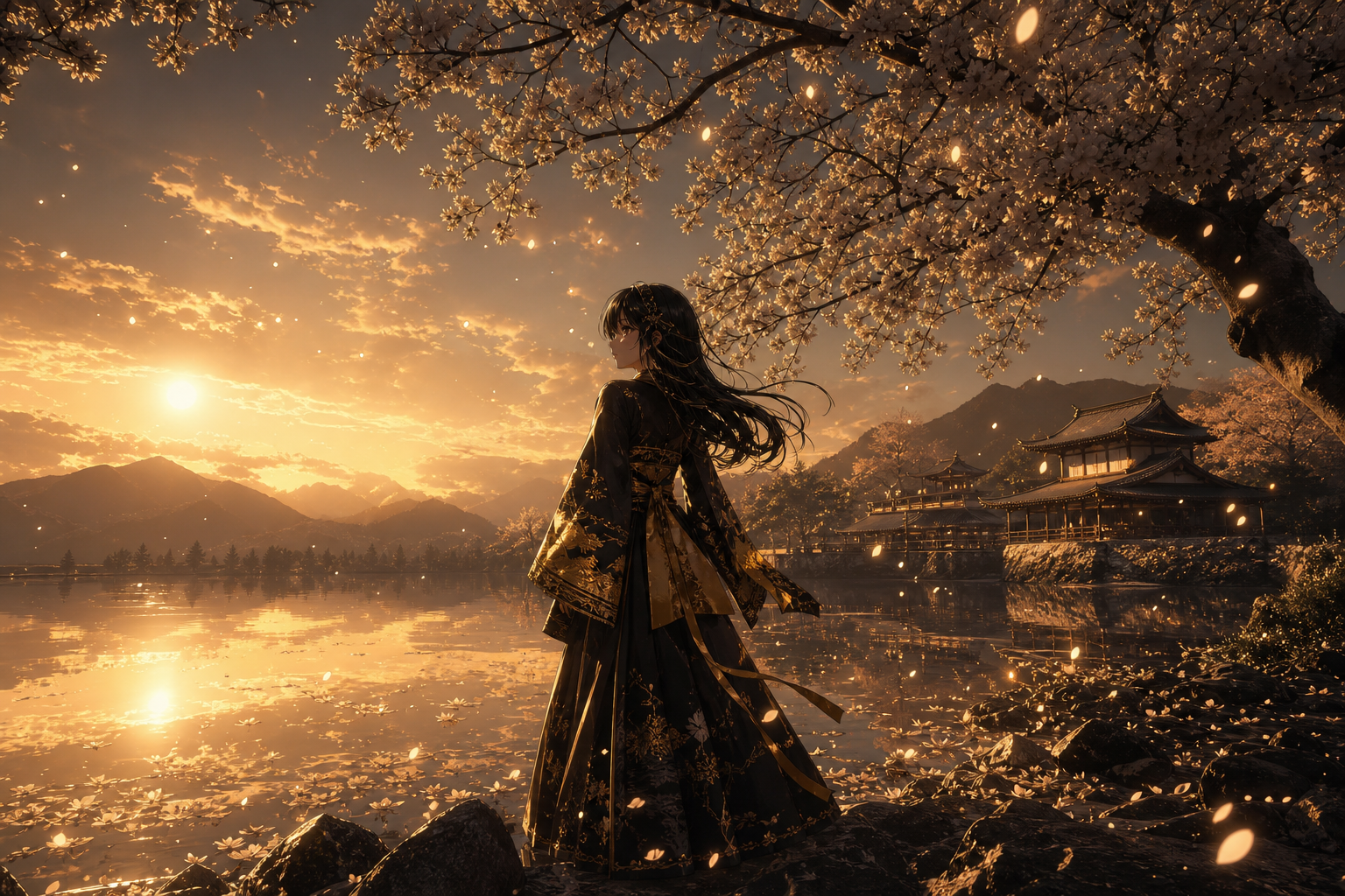 Anime Girl Standing Under Cherry Blossoms Anime Wallpaper  1 4K