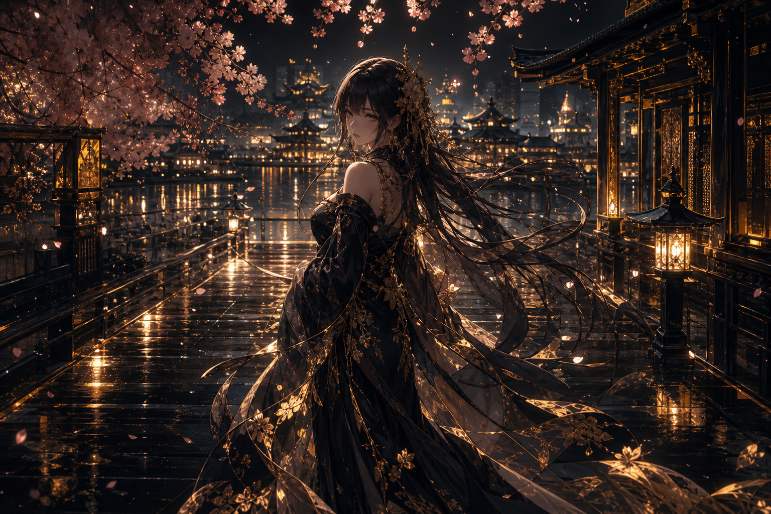 Anime Girl Standing Under Cherry Blossoms Anime Wallpaper  1 4K