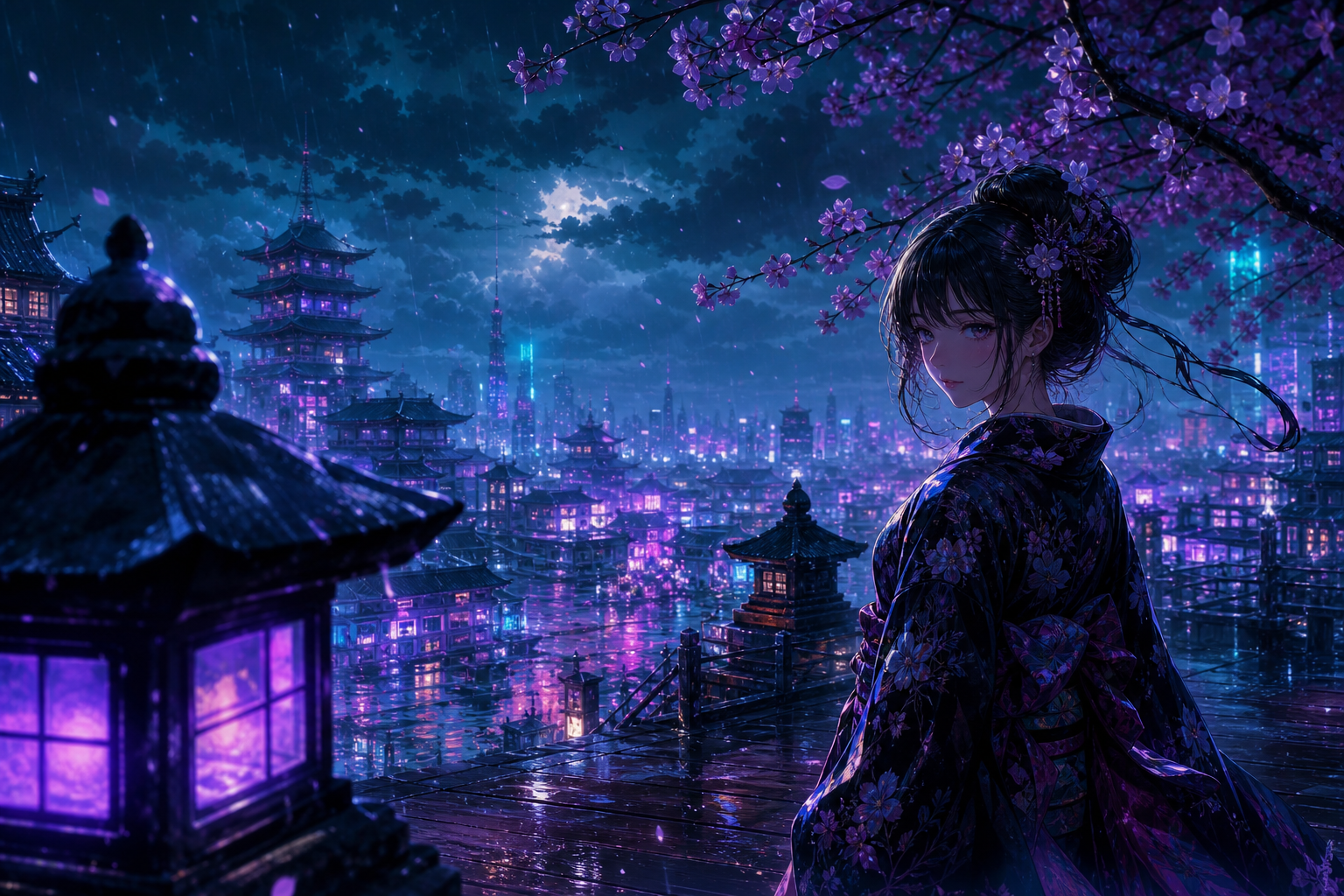 Anime Girl Standing Under Cherry Blossoms Anime Wallpaper  1 4K