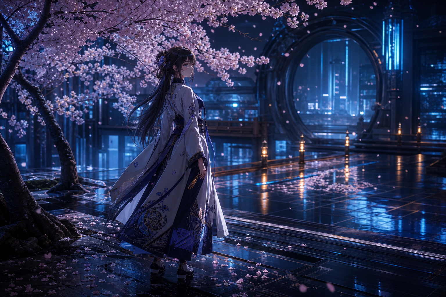 Anime Girl Standing Under Cherry Blossoms Anime Wallpaper  1 4K