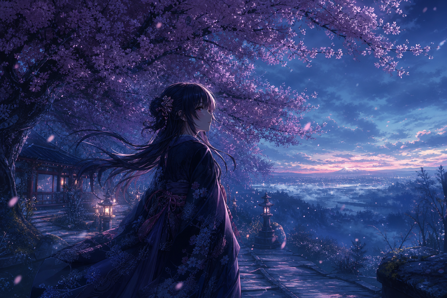 Anime Girl Standing Under Cherry Blossoms Anime Wallpaper  1 4K