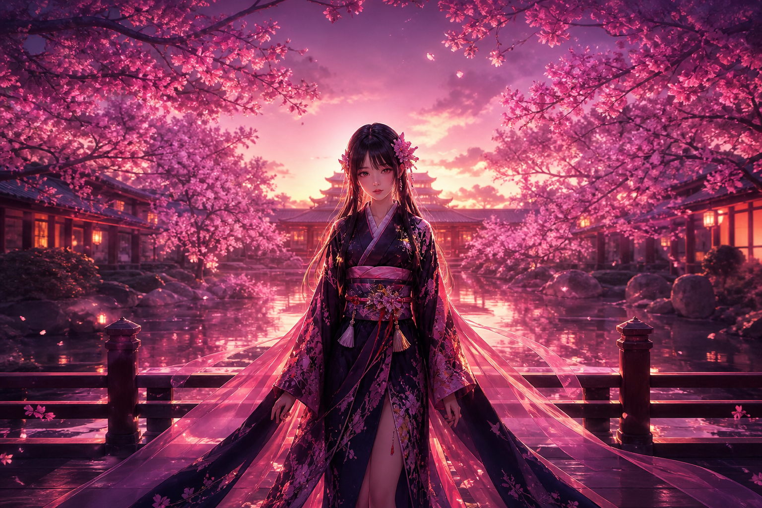 Anime Girl Standing Under Cherry Blossoms Anime Wallpaper  25 4K