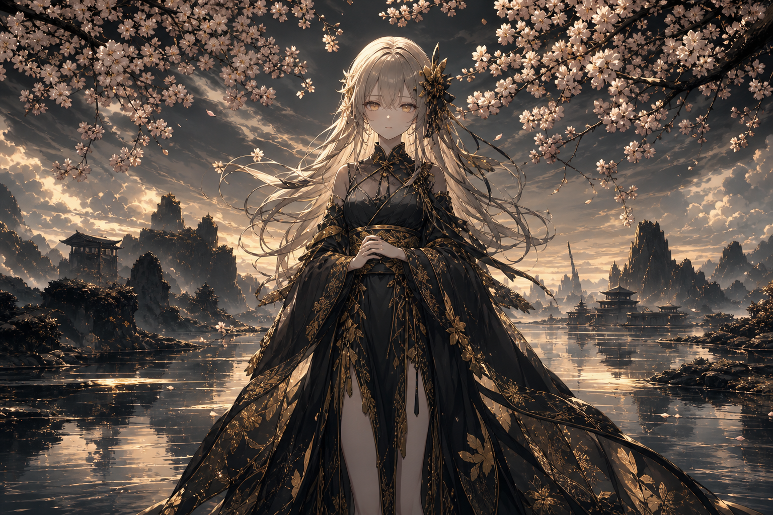 Anime Girl Standing Under Cherry Blossoms Anime Wallpaper  9 4K
