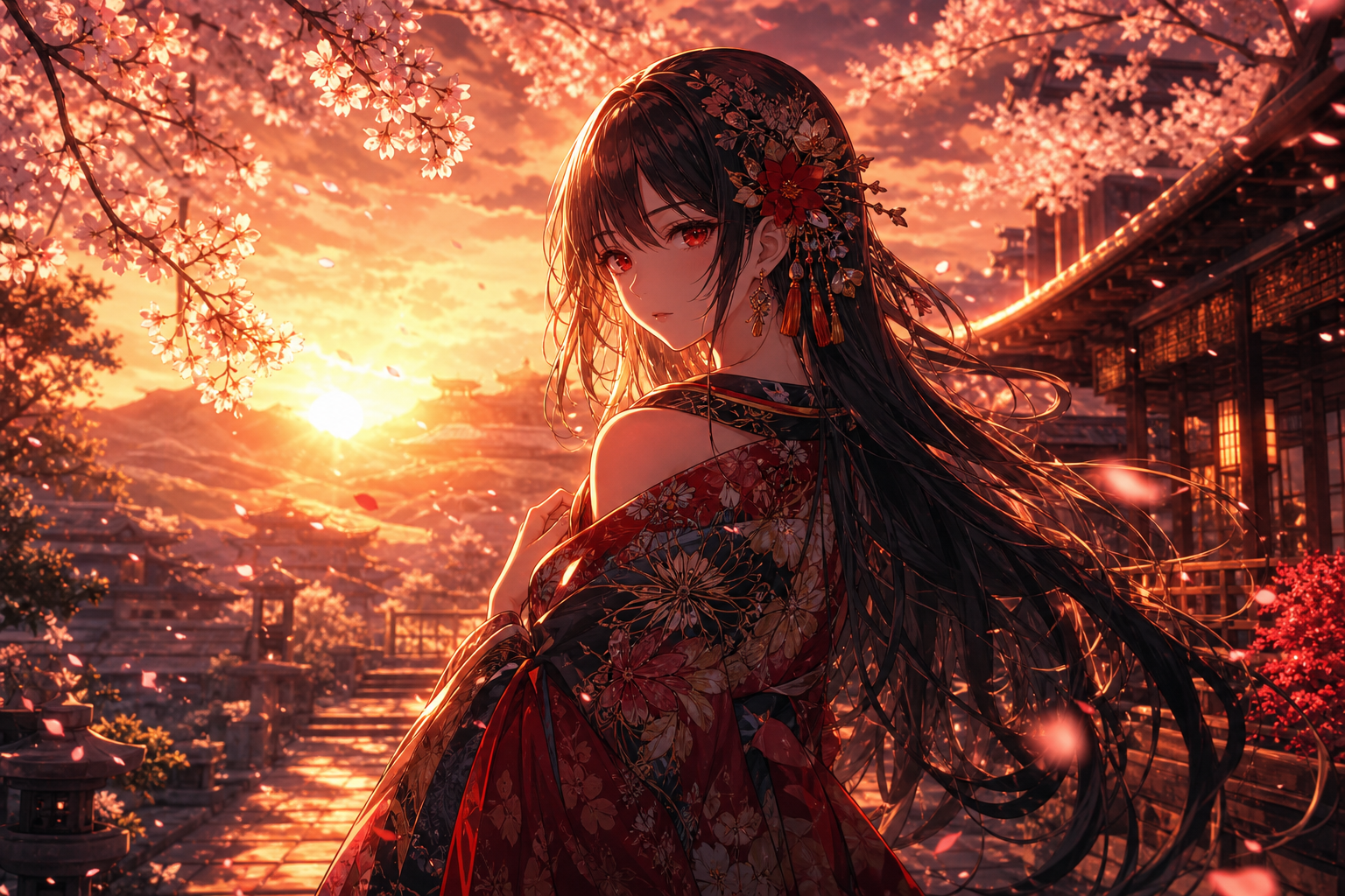 Anime Girl Standing Under Cherry Blossoms Anime Wallpaper  9 4K