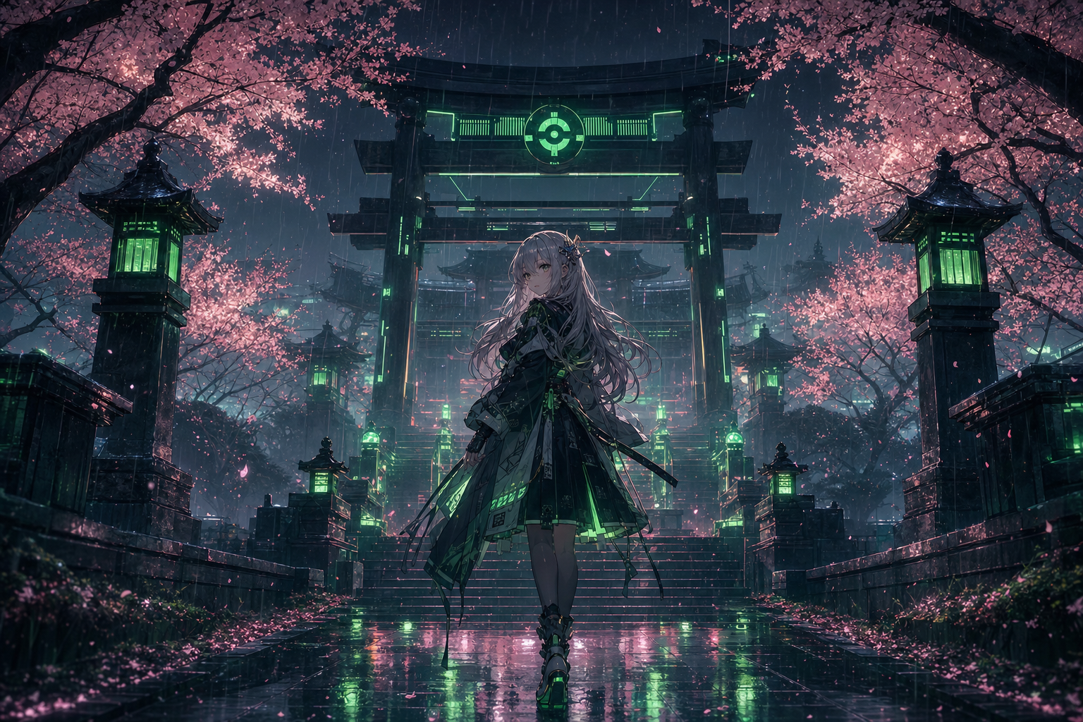 Anime Girl Standing Under Cherry Blossoms Anime Wallpaper  9 4K