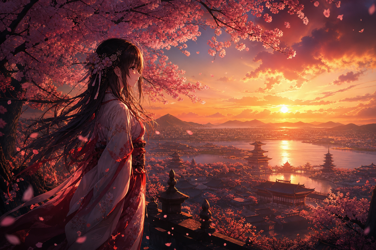 Anime Girl Standing Under Cherry Blossoms Anime Wallpaper  9 4K
