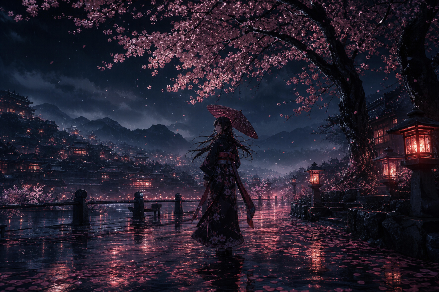 Anime Girl Standing Under Cherry Blossoms Anime Wallpaper  9 4K
