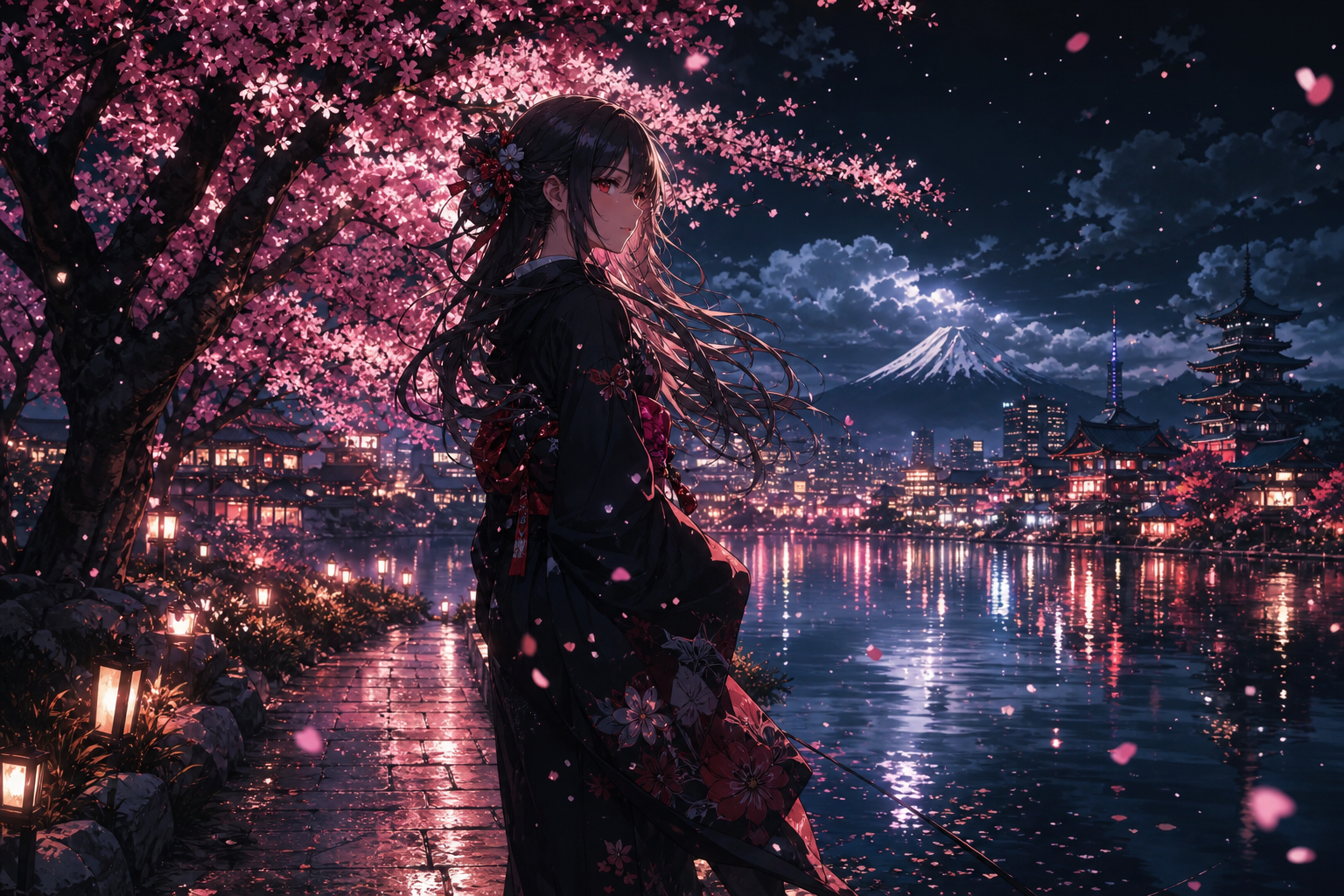 Anime Girl Standing Under Cherry Blossoms Anime Wallpaper  9 4K