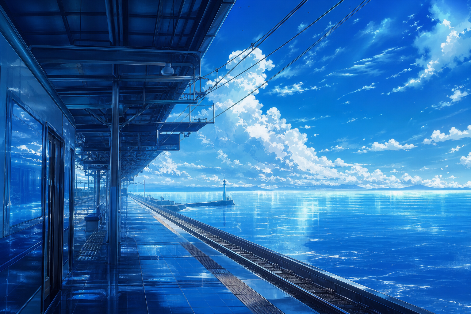 Anime Ocean Train Station Anime Wallpaper 24 4K 13 4K Anime Wallpaper