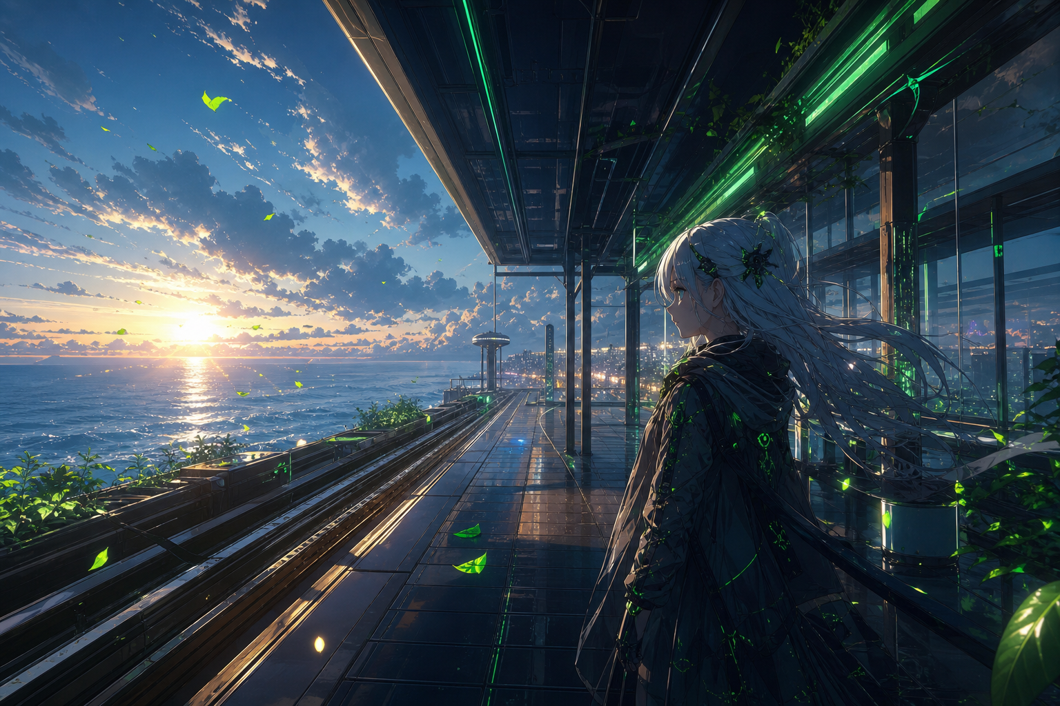 Anime Ocean Train Station Anime Wallpaper  8 4K