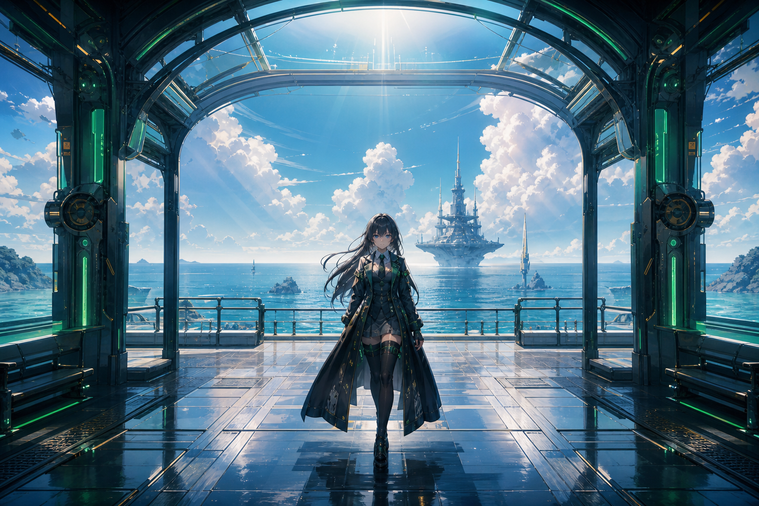Anime Ocean Train Station Anime Wallpaper  8 4K