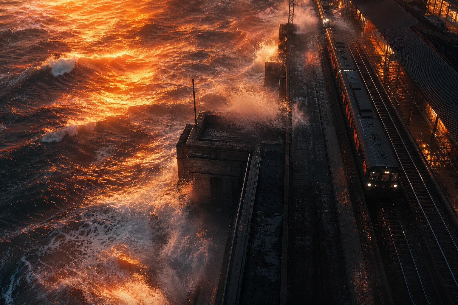 Anime Ocean Train Station Anime Wallpaper  8 4K