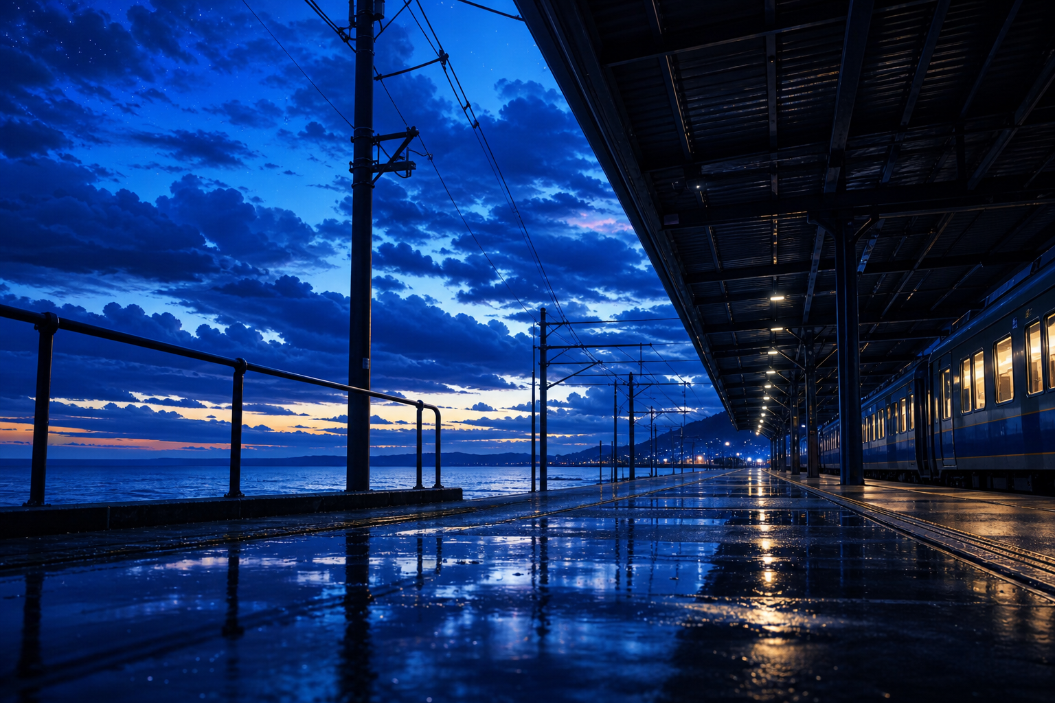 Anime Ocean Train Station Anime Wallpaper  8 4K