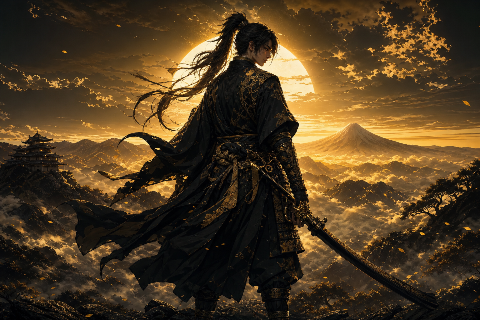 Anime Samurai On Mountain At Sunset Anime Wallpaper  10 4K