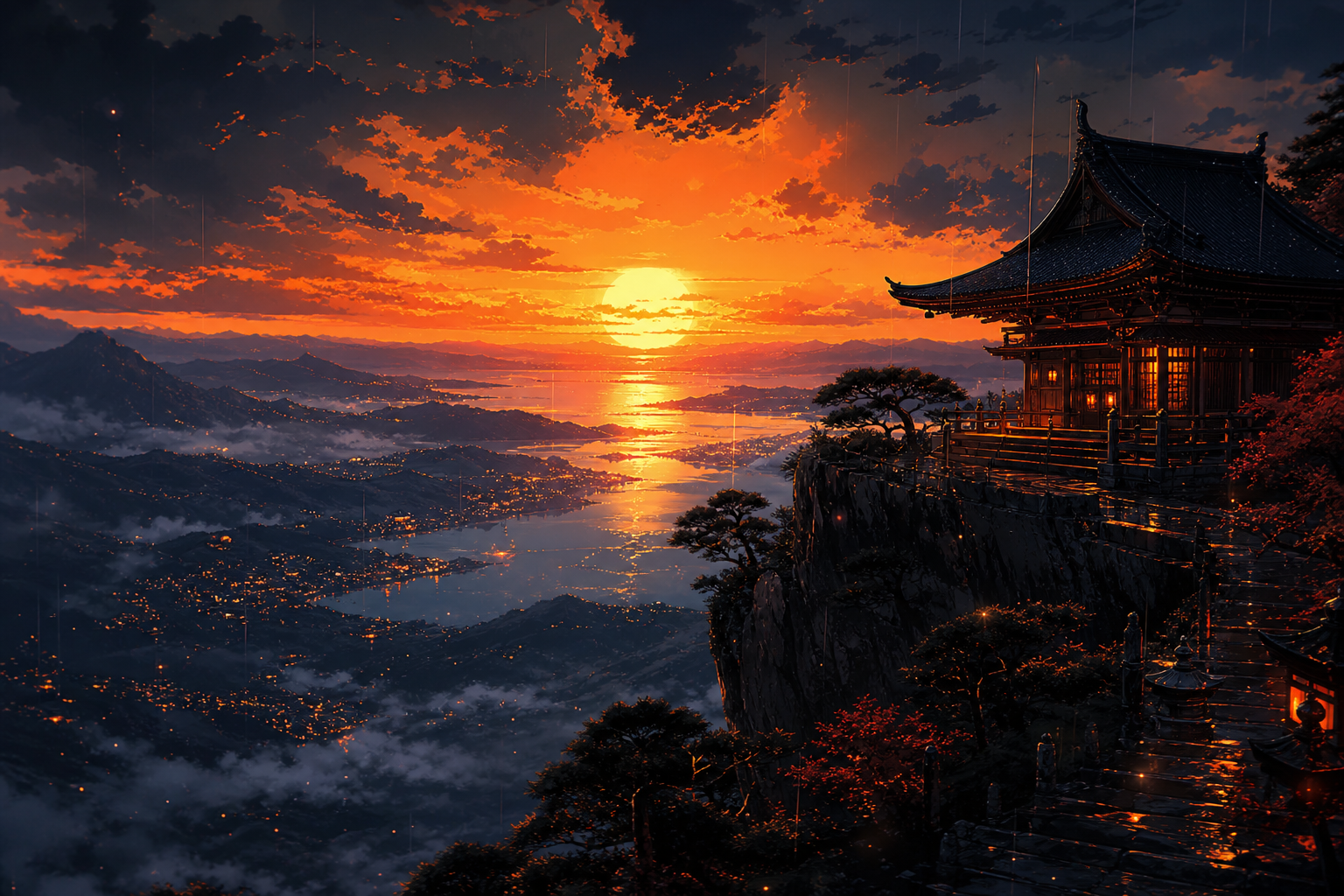 Anime Samurai On Mountain At Sunset Anime Wallpaper  10 4K