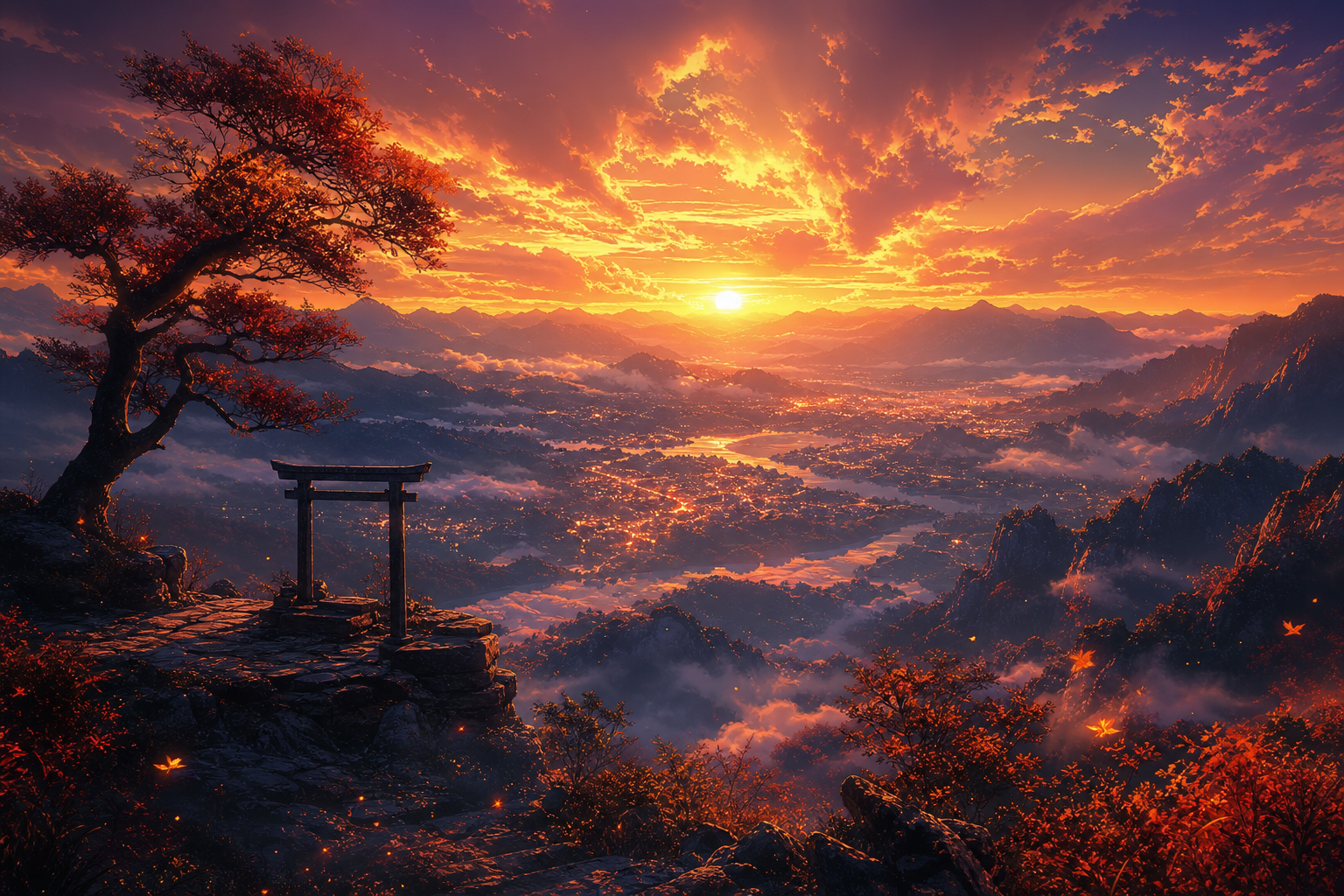Anime Samurai On Mountain At Sunset Anime Wallpaper  10 4K