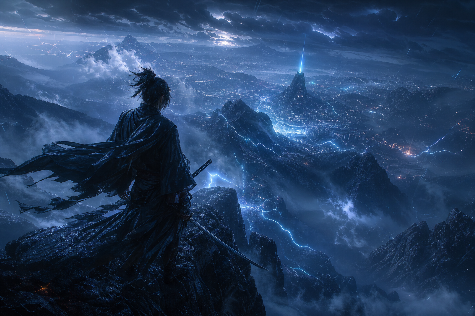 Anime Samurai On Mountain At Sunset Anime Wallpaper  10 4K