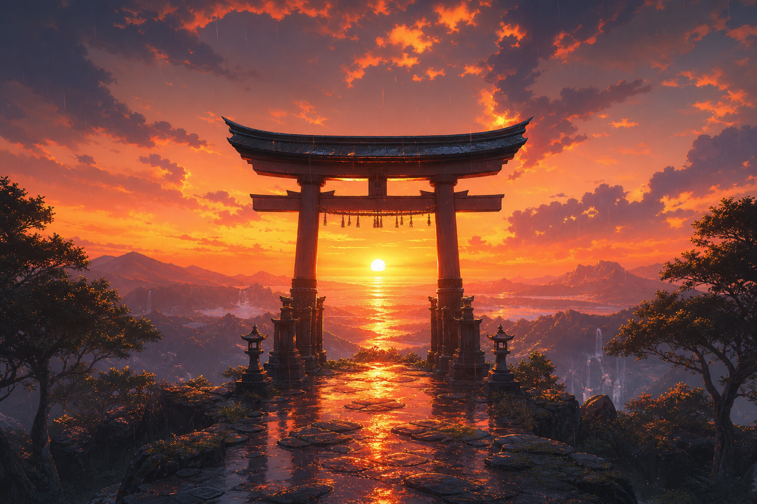 Anime Samurai On Mountain At Sunset Anime Wallpaper  18 4K