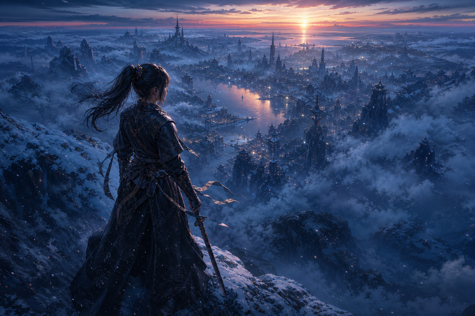 Anime Samurai On Mountain At Sunset Anime Wallpaper  18 4K