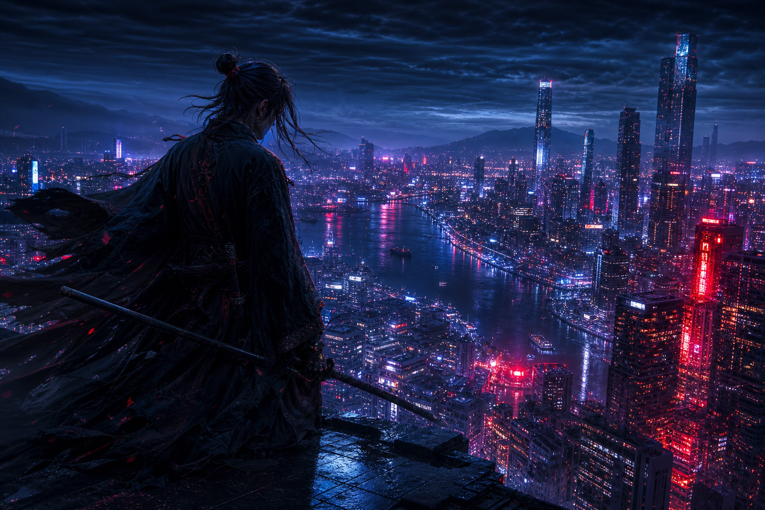 Anime Samurai On Mountain At Sunset Anime Wallpaper  18 4K