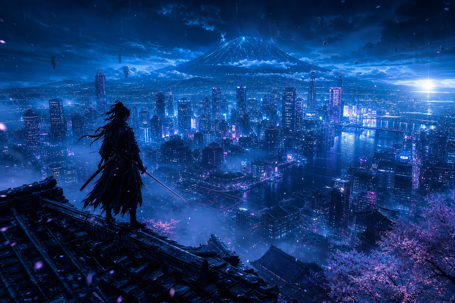 Anime Samurai On Mountain At Sunset Anime Wallpaper  2 4K