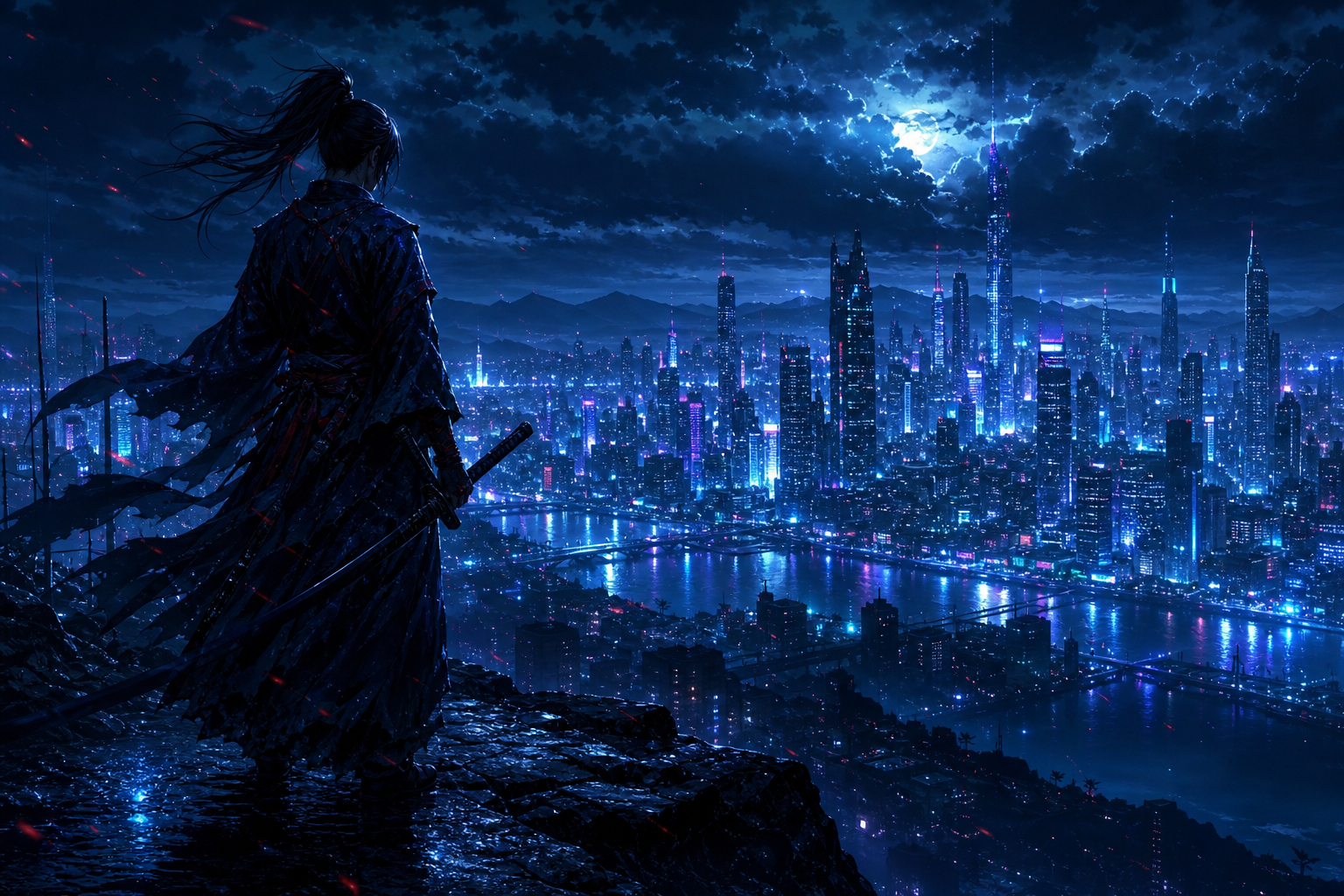 Anime Samurai On Mountain At Sunset Anime Wallpaper  2 4K