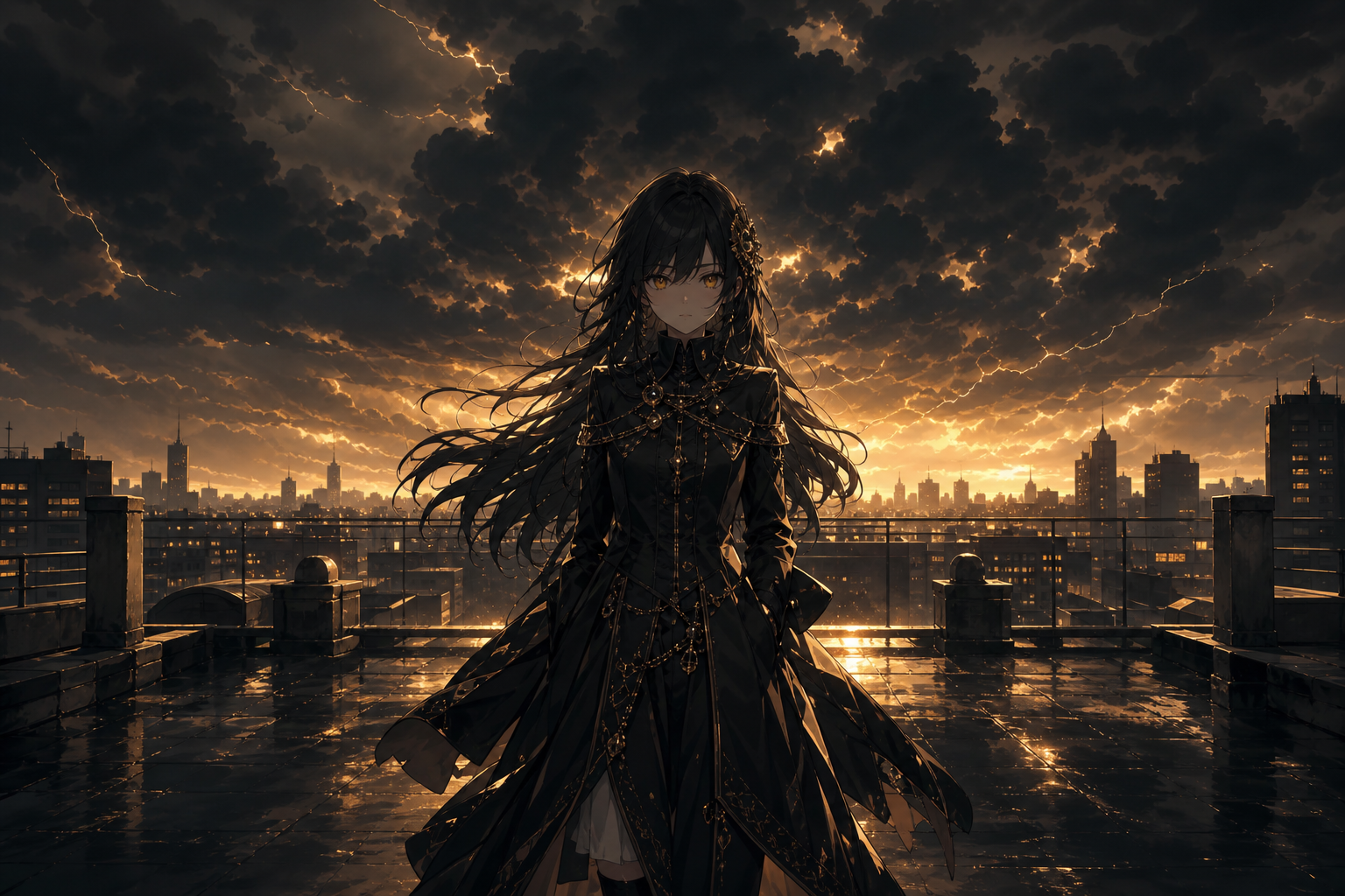 Anime School Rooftop Sunset Anime Wallpaper  6 4K